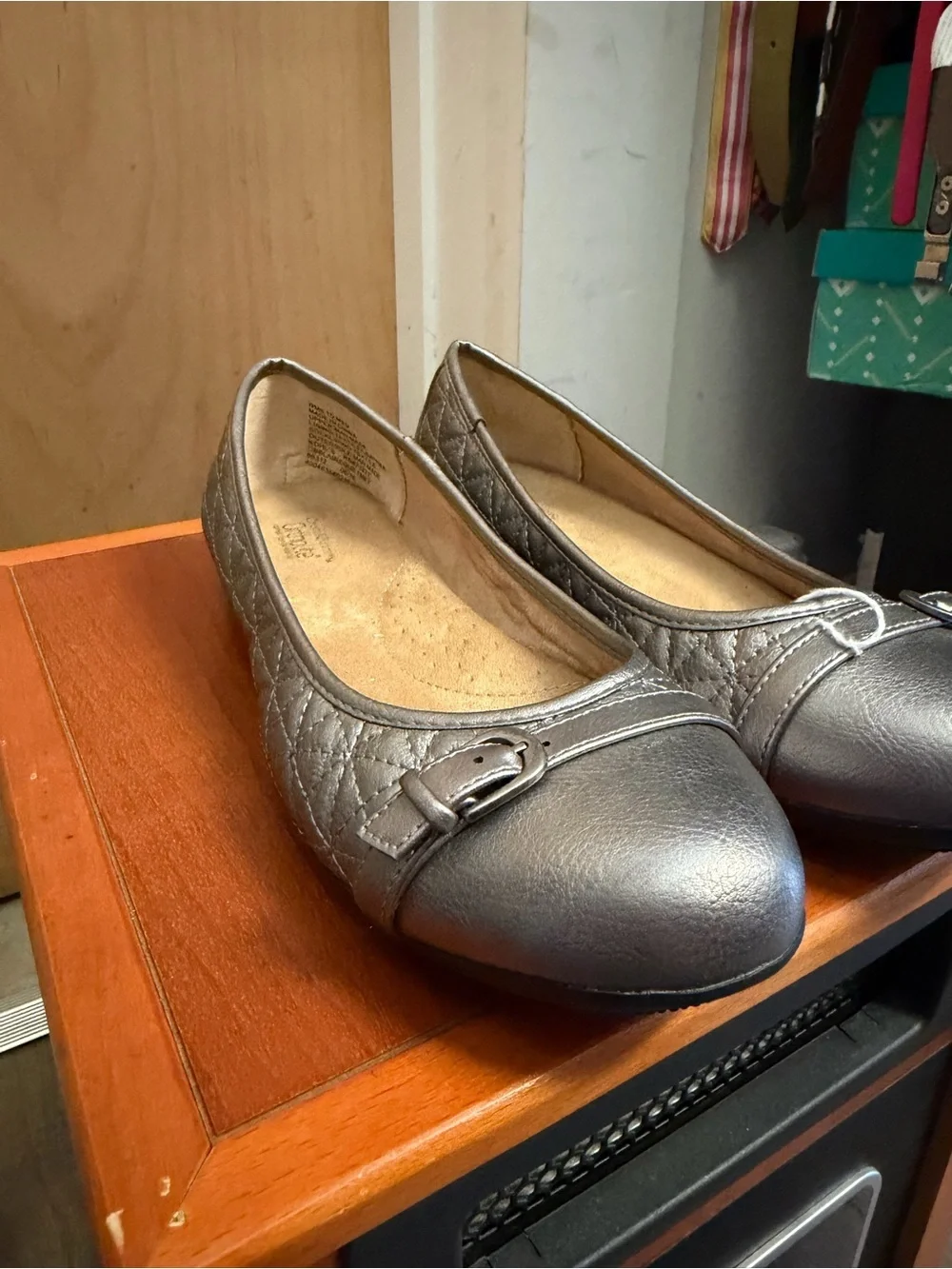 Croft & Barrow Ortholite Metallic Gray Ballet Flats - Comfort Shoes. Size: 10